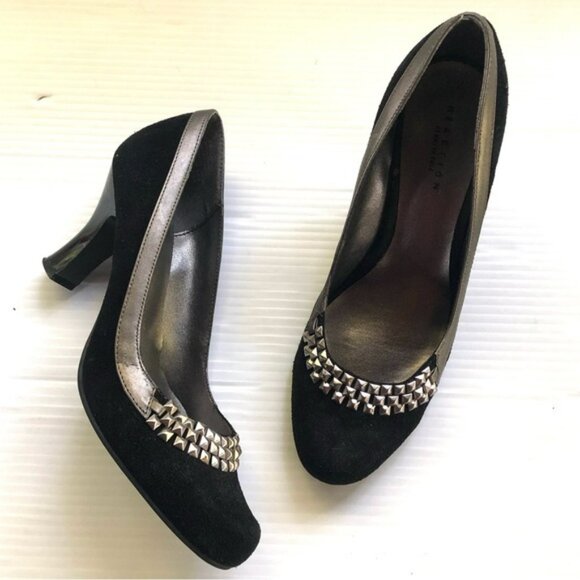 Kenneth Cole Reaction Studded Black Suede Heels Pumps 8 - Picture 5 of 13